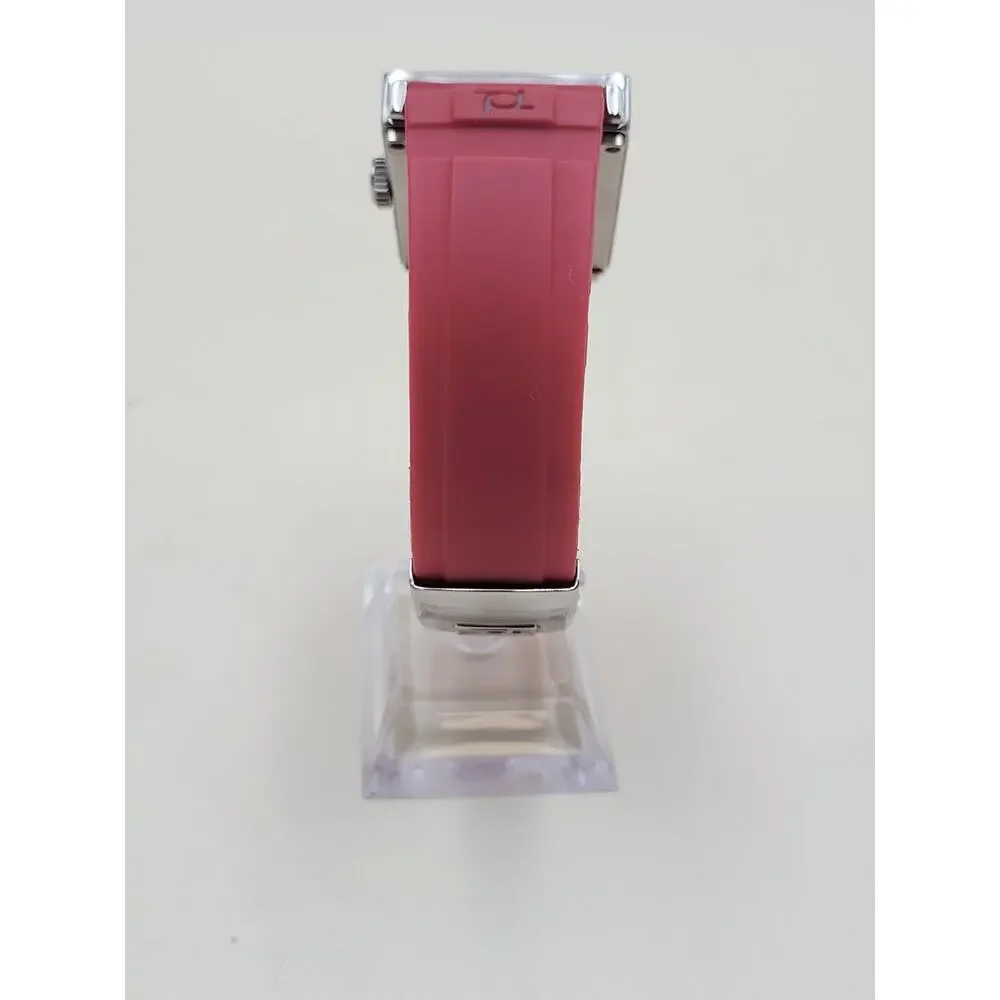 Officina Del Tempo OT1029 Wristwatch Stainless Steel Red Rubber Strap Modern